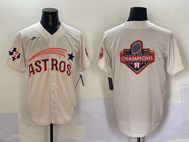 Men Houston Astros Blank Cream Five generations Joint Name 2025 Nike MLB Jersey style 22
